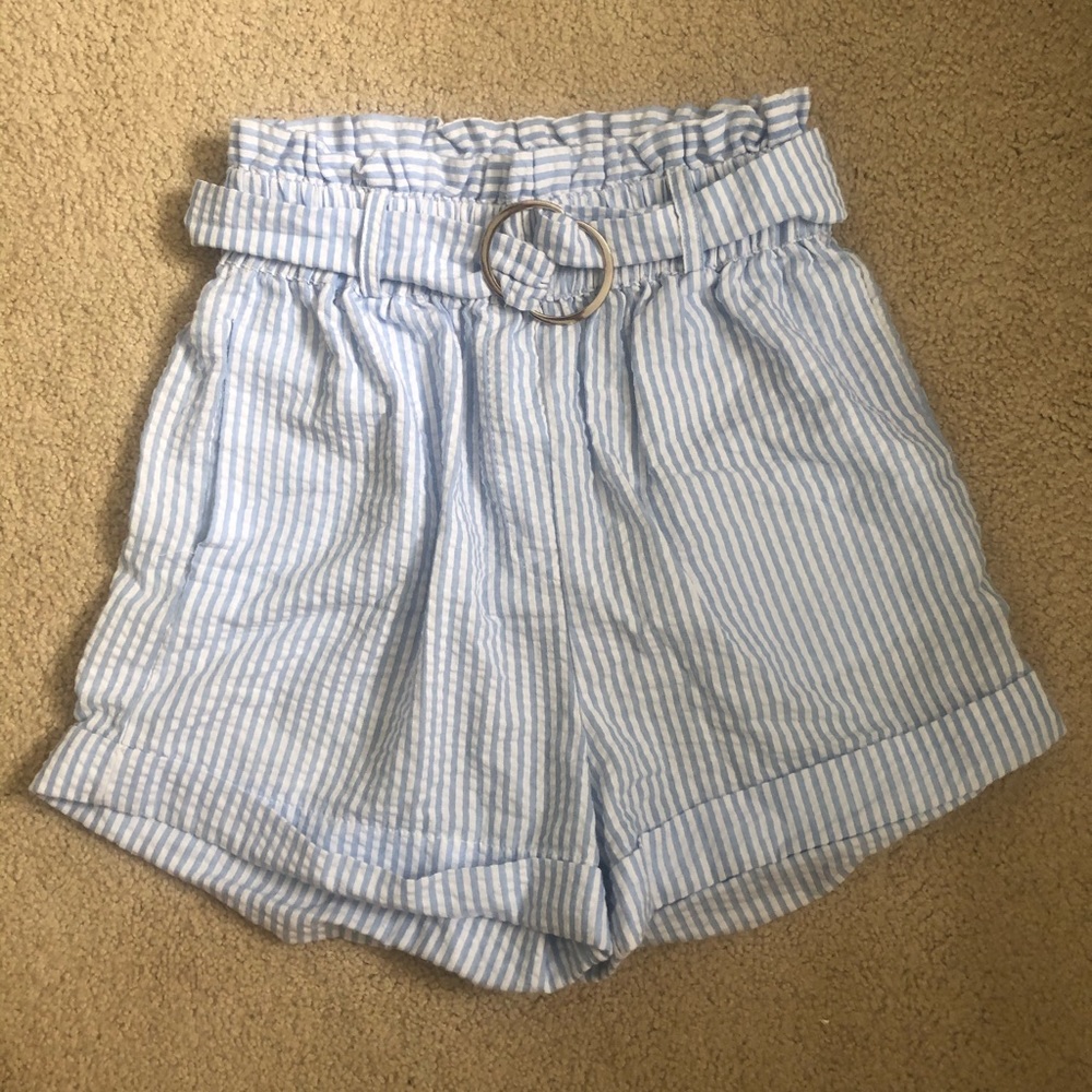 Blue and White Stripe Shorts